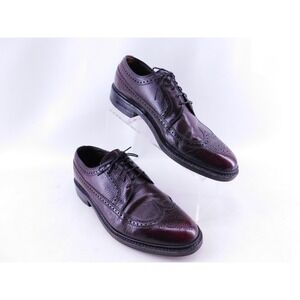Vintage Easy Flex Mens Brogue Wingtip Shoes Burgundy 70127 Made In USA Size 9 D